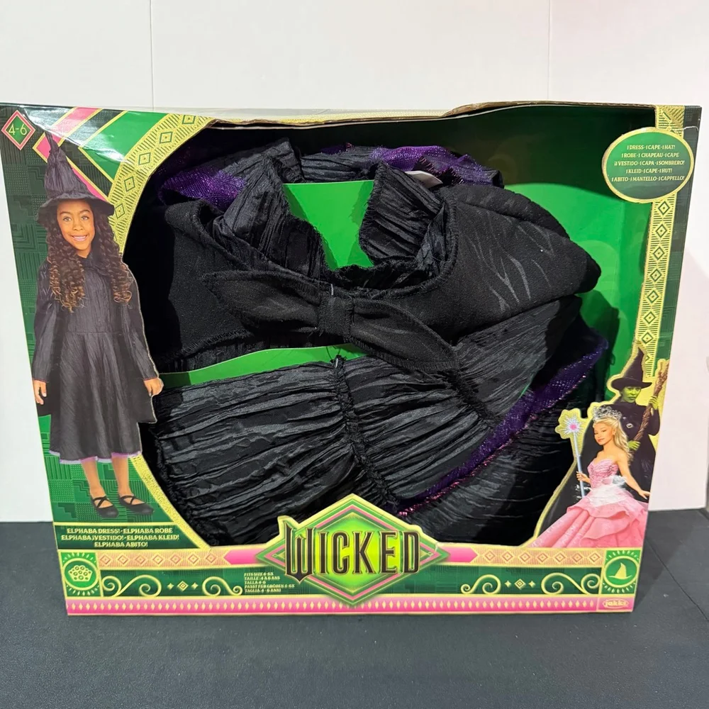 Universal's Wicked Deluxe Elphaba Black Dress Hat SZ 4-6 costume Halloween New